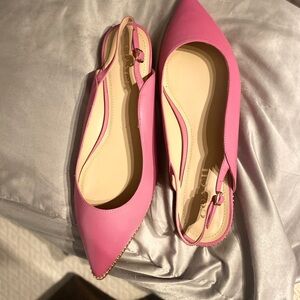Coach Vae Skimmer flats in petunia pink leather with beadchain trim sz11 Nwot.